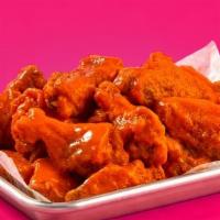 10 Pc. Wings · 10 Classic Bone-In or Boneless wings with choice of 1 flavor and 1 dipping sauce.