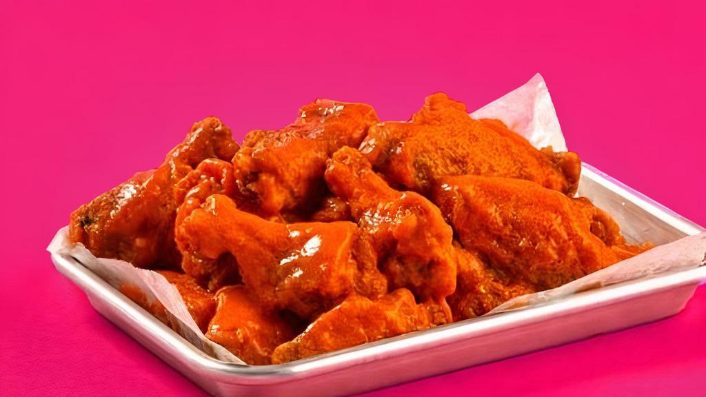 20 Pc. Wings · 20 Classic Bone-In or Boneless wings with choice of 2 flavors and 2 dipping sauces.