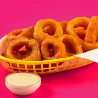 Onion Rings · Thick Cut Onion Rings served with choice of side sauce.