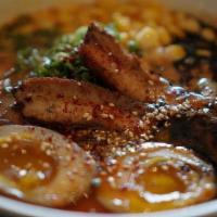 Motto Special Ramen · Pork broth, pork chashu, wood ear mushroom, bean sprouts, green onions, corn, chili paste, b...