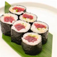 Spicy Tuna Roll · Chopped tuna with creamy spicy and negi (scallion) cut roll.