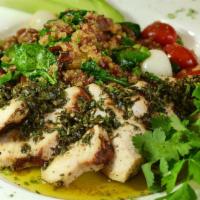 Chimichurri Chicken · all natural chicken breast, heirloom grains, sauteed spinach | gff | #