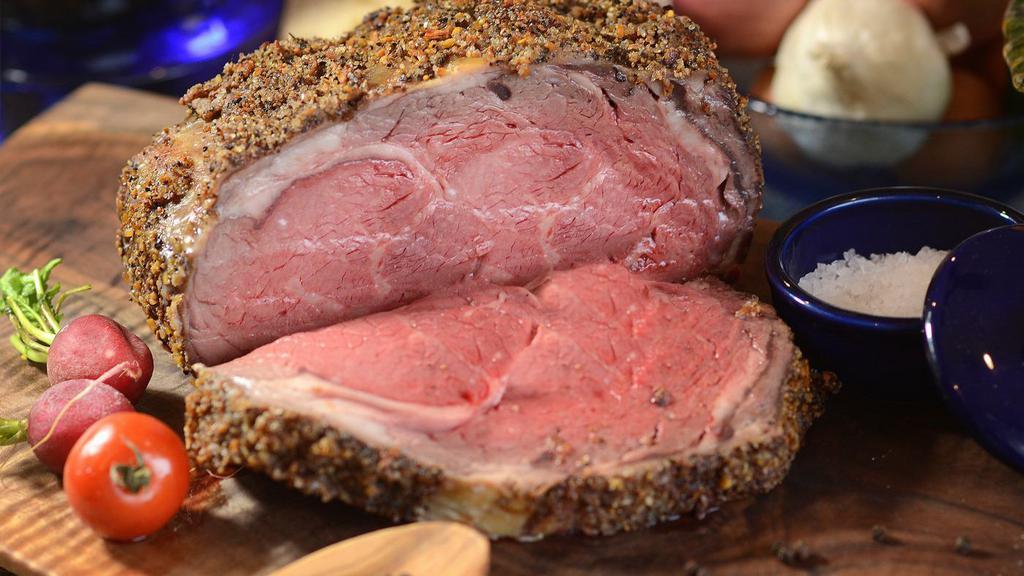 Prime Rib (Available Fri-Sun After 3 Pm) · certified angus beef, slow roasted prime rib, horseradish cream, home-made beef au jus,  mashed potatoes | gff
