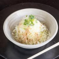 Cabbage Salad · Shredded cabbage with garlic soy dressing.
