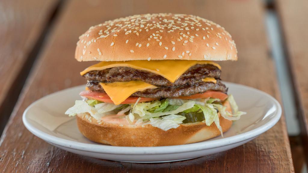 Cheese Burger · Beef patty cheese thousand island pickles lettuce tomato.