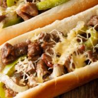 Avocado Cheesesteak · Thinly sliced steak, avocado, grilled mushrooms, peppers, onion, and cheese on a fresh baked...