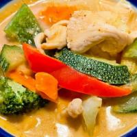 Red Curry · Popular item. Basic Thai curry made with red curry paste and coconut milk, served with mixed...