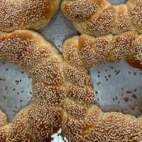 Jerusalem Bagel · Kaak also known as street bread . Fluffy bread with golden sesame seeds on top with a hit of...