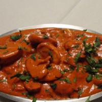 Mushroom Masala · (vegan) fresh mushroom cooked with tomatoes, herbs, and spices in rich curry sauce.