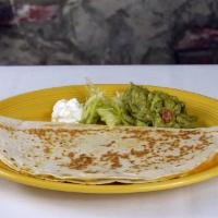 Cheese Quesadilla · A flour tortilla filled with melted cheese, served with a side of guacamole and sour cream. ...