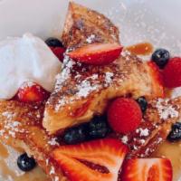 French Toast  · Egg battered Brioche with mix Berries, Maple Syrup, Sugar Powder Cinnamon and Mascarpone Whi...