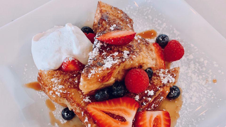 French Toast  · Egg battered Brioche with mix Berries, Maple Syrup, Sugar Powder Cinnamon and Mascarpone Whipping Cream.