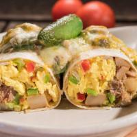 Chile Verde Burrito · Perkos Cafe favorite: Seasoned and slow roasted pork in chile verde sauce wrapped in a torti...