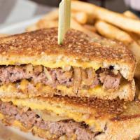 Patty Melt · Sautéed onions and American cheese on grilled rye bread.