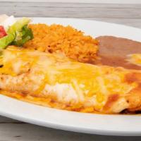Burrito Deluxe · Flour tortilla with your choice of meat loaded with rice, beans, sour cream, guacamole, lett...