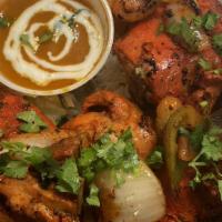 Curry Stop Mix Grill · Chicken Tandoori, Chicken Tikka, Seekh Kabab, Lamb Tender.