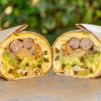 Firestarter Burrito · Prepared with 3 scrambled eggs, Choice of protien, Jalapeno,Avocado, Cheese and Salsa