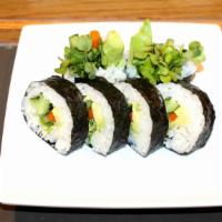 Vegetable Roll · Cooked. Cucumber, avocado, carrot, and radish.