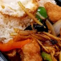Ginger Fish · Stir fried fish fillet, with fresh ginger, onions, bell peppers, shitake mushrooms, served w...