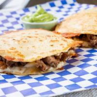 Mulitas · Your choice of meat and grilled cheese sandwiched in between two corn tortillas.   Served wi...