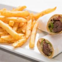 Beef Shish Kabob Pita · Beef kabob with hummus, tomatoes, onions and parsley. Each served with it's own distinctive ...