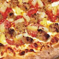 Sweet 'N 'Spicy  (Award Winning) · Pepperoni, pineapple, sausage, parmesan, and crushed red peppers.