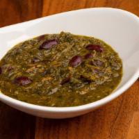 Ghormeh Sabzi Stew · Gluten free. Cilantro, parsley, green onion, kidney beans, beef served with rice.