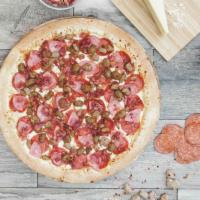 Meat Lover'S Pizza · Marinara Sauce, Pepperoni,  Sausage, Bacon, Ham, Beef