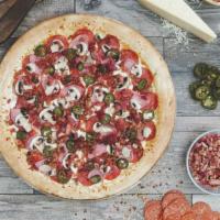 Pizza Plus Pizza · Marinara Sauce, Pepperoni, Ham, Bacon, Mushrooms, Jalapenos