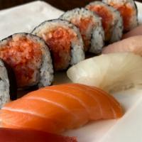 Sushi Dinner  · Spicy tuna roll and Tuna Yellowtail Salmon Halibut Albacore nigiri sushi are 1 piece each. 
...