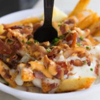 Chowder Fries · Natural-cut fries, creamy clam chowder, with a side of awesome sauce