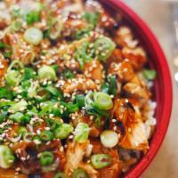 Teri Chicken Bowl · Bed of rice topped with teriyaki chicken, drizzled with teriyaki sauce, topped with scallion...