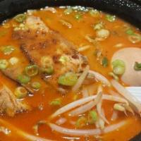 Spicy Tantanmen · Spicy. Sesame paste, Spicy broth, shredded spicy pork, chashu with fried garlic, marinated e...
