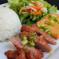 Com Tau Hu Ky & · Shrimp wrapped in crispy bean curd & choice of pork chop or grilled meat ball