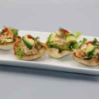 Soy Tuna Poppers · Soy Chicken shredded and mixed with our house spices and minced bell peppers with mayonnaise...