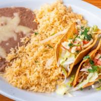 #1.  Hard Shell Tacos: · Two, choose: chicken, beef or carnitas.