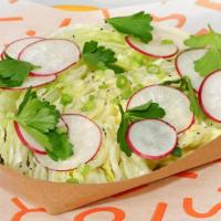 Wedge Salad · Iceberg lettuce, radishes, scallions, parsley, miso poppy vinaigrette. (vegan, gf)