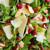 Arugula&Cranberry Salad · Arugula, Shaved Parmesan Cheese, Dried Cranberrys with Balsamic Vinaigrette Dressing on the ...