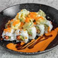 *Roll No. 13 · Spicy tuna, avocado, shrimp tempura, deep fried jalapeño, masago.