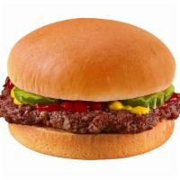 Hamburger Kids' Meal · One 100% beef patty, pickles,ketchup,and  mustard   served on a warm toasted bun.