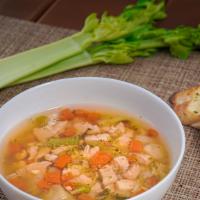 Chicken Soup · Chicken soup with carrots, zucchini, potatoes and broccolis