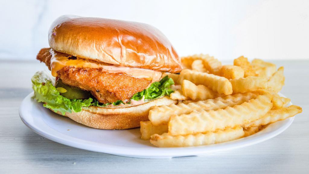 Chicken Sandwich · Served hot or cold on a French roll, garnished with lettuce, tomato, olives, onion, mustard, and mayonnaise.