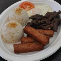Combo Plate · Combination of two rice-meal meats. Choice of Chicken Sausage, Beef Brisket, Ground Beef, or...