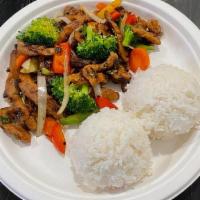 Erk Vegan Chicken · Vegan, organic non-GMO spiced soy curls with mixed vegetables. Stir fry in cold pressed extr...