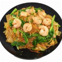 Pad See Ew Shrimp · Flat-rice noodle stir-fried with broccoli, carrots, and shrimp. (Does not come with rice).