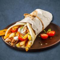 Shredded Gyro Sandwich Wrap · Beef and lamb ground together, lettuce, tomato, and tzatziki sauce. Served with French fries.