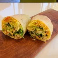 Chicken Ranch Wrap · Grilled Chicken Breast, Bacon, Cheddar Cheese, Lettuce, Tomato, and Cilantro Ranch Dressing ...