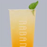 Pashion Fruta · passionfruit, mint, sparkling water. Sweetened to taste.
