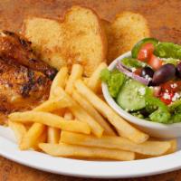 1/4 Chicken, Salad & Side Order Combo · 1/4 chicken, small Greek salad, side order and choice of pita bread or garlic bread.