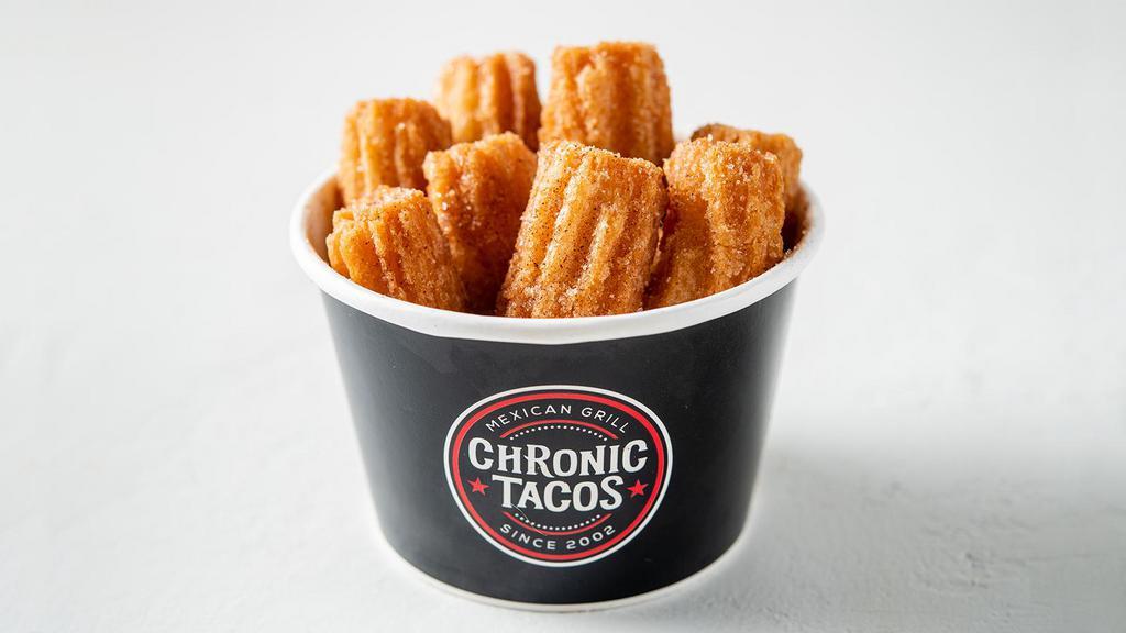 Churro Bites · 8 bite-sized pieces covered in cinnamon sugar. Perfect desert after a meal